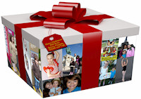 A Christmas "present" featuring a box decorated with the family pictures and highlights from the year.