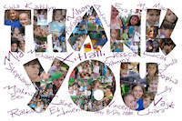 A Thank You card featuring pictures from the party and "signed" by friends who attended. 