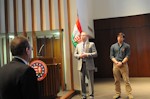 Bryan Dawson, AHF Executive Chairman, and Andras Lincoln sang the national anthems of the United States and Hungary: The American Hungarian Federation Commemorates Hungarian National Day and the 1848 Hungarian Revolution