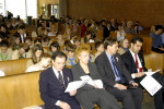 The audience sings traditional songs to commemorate the 1848 democratic Hungarian revolution