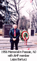 AHF's Lajos Bartucz at the Passaic NJ Memorial to the 1956 Hungarian Revolution