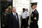 The US Honor Guard prepares Attila Micheller and escorts for the wreath laying at the Tomb of the Unknown Soldier