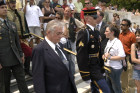 The US Honor Guard escorts Attila Micheller and his escorts for the wreath laying at the Tomb of the Unknown Soldier
