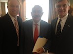 L:R - AHF Executive Chairman Bryan Dawson, Hungarian Foreign Minister Janos Martonyi, Paul Kamenar