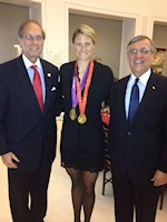 L:R - AHF National President Frank Koszorus, 2-time Gold Medalist Susan Francia, Paul Kamenar