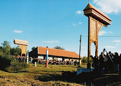 The Soviets constructed the border at the end of World War II and was typical of the inner Iron Curtain of the Communist block. The border cut the village in half so that one part of Szelmenc now belonged to Ukraine and the other to Slovakia. The border not only divided buildings and streets, it also separated people. Many of the people who were on the wrong side that day were not allowed to reunite with their families, and the only means of communication was yelling across the border.