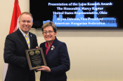 AHF Vice-President Bryan Dawson presented the Lajos Kossuth Award to Congresswoman Marcy Kaptur (D-OH)