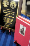 Following the award ceremony, Paul Kamenar presented Representatives Kaptur and Harris with copies of Lajos Kossuth Books: A rare original edition of the pamphlet printed to commemorate the 1990 "Dedication of a Bust of Lajos (Louis) Kossuth, Proceedings in the U.S. Capitol Rotunda' and "The Life of Governor Louis Kossuth with his Public Speeches in the United States and a Brief History of the Hungarian War of Independence."