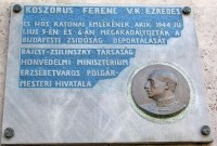 Memorial Plaque in Budapest dedicated to Holocaust Hero Col. Ferenc Koszorus, Sr.