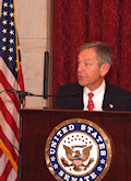 Senator Voinovich’s address was representative of the remarks made by the other speakers. He said, among other things: "...I understood that getting these countries into NATO would help the Alliance and also guarantee that if history repeated itself and Russia slipped back into its habit of expanding its influence in the region, countries would be safe from the growing claws of expansionism..."