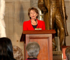 Rep. Nancy Pelosi speaks at the US Capitol in honor of Hungary's 1848 democratic revolution led by Louis Kossuth.