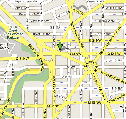Map to the Cosmos Club in Washington, DC