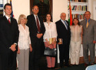 Dr. Horvath generously spent over three hours with representatives of the American Hungarian Federation. Seen here left to right: Ferenc G. Koszorus, Mrs. Horvath, Frank Koszorus, Jr. (AHF Co-President), Yvette Boone-Gorog (AHF Vice-President), Erika Fedor, and Gyula Balogh (AHF Co-President)