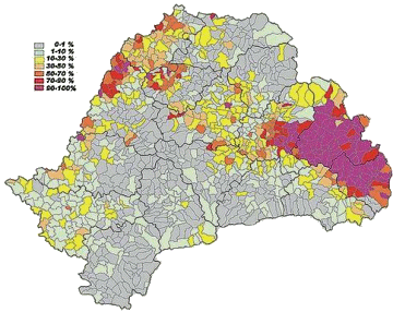 Hungarians in Rumania: showing current counties under threat of redistricting