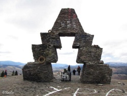 The Hungarian Millenium monument in Verecke (Veretsky), which has been repeatedly vandalized by Ukranian ultra nationalists, commemorates the Hungarian conquest and establishment of the nation in 896.