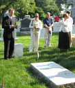 Bryan Dawson-Szilagyi presents Capt. Ödön Gurovits' history before placing the AHF commemorative ribbon on his gravesite.