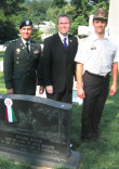 Left to Right: Lt. Col Steve Vekony, AHF Executive Committee Chairman Bryan Dawson Szilagyi, and Major Zoltan Bone, Hungarian Military Attache's Office at the Alexander Asboth Gravesite