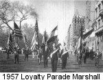 George Haydu as Marshall of 1957 Loyalty Parade in New York City - he would be shot in the leg and attacked with gasoline.