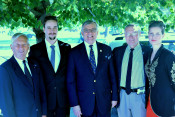 Pictured here left to right:  Eugene Megyesy, Senior Advisor to Hungarian Prime Minister Viktor Orban; Dr. Peter Rada, Congressional Relations Officer for the Embassy of Hungary; AHF's Paul Kamenar, Esq. and Dr. Imre Nemeth; and Anna Smith Lacey, Executive Director of the Hungarian Initiatives Foundation.