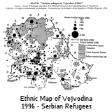 Vojvodina Ethnic Map in 1996 showing more Hungarian population decline and Serbian refugee influx